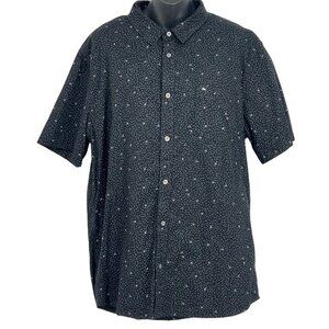 Quiksilver Men Short Sleeve Button Up Shirt Black Regular Fit Large L Surf EUC
